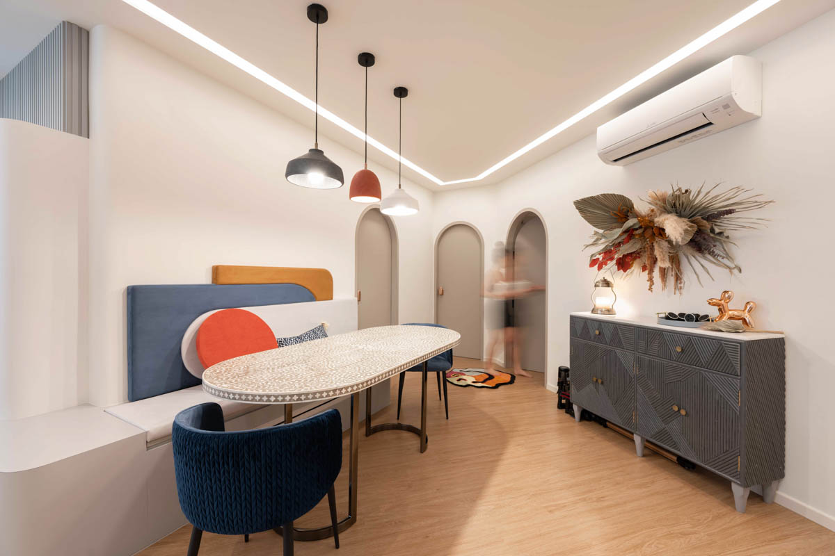 Renoking’s Isabelle Home: Semi-Circular Design Quirky Retro HDB flat